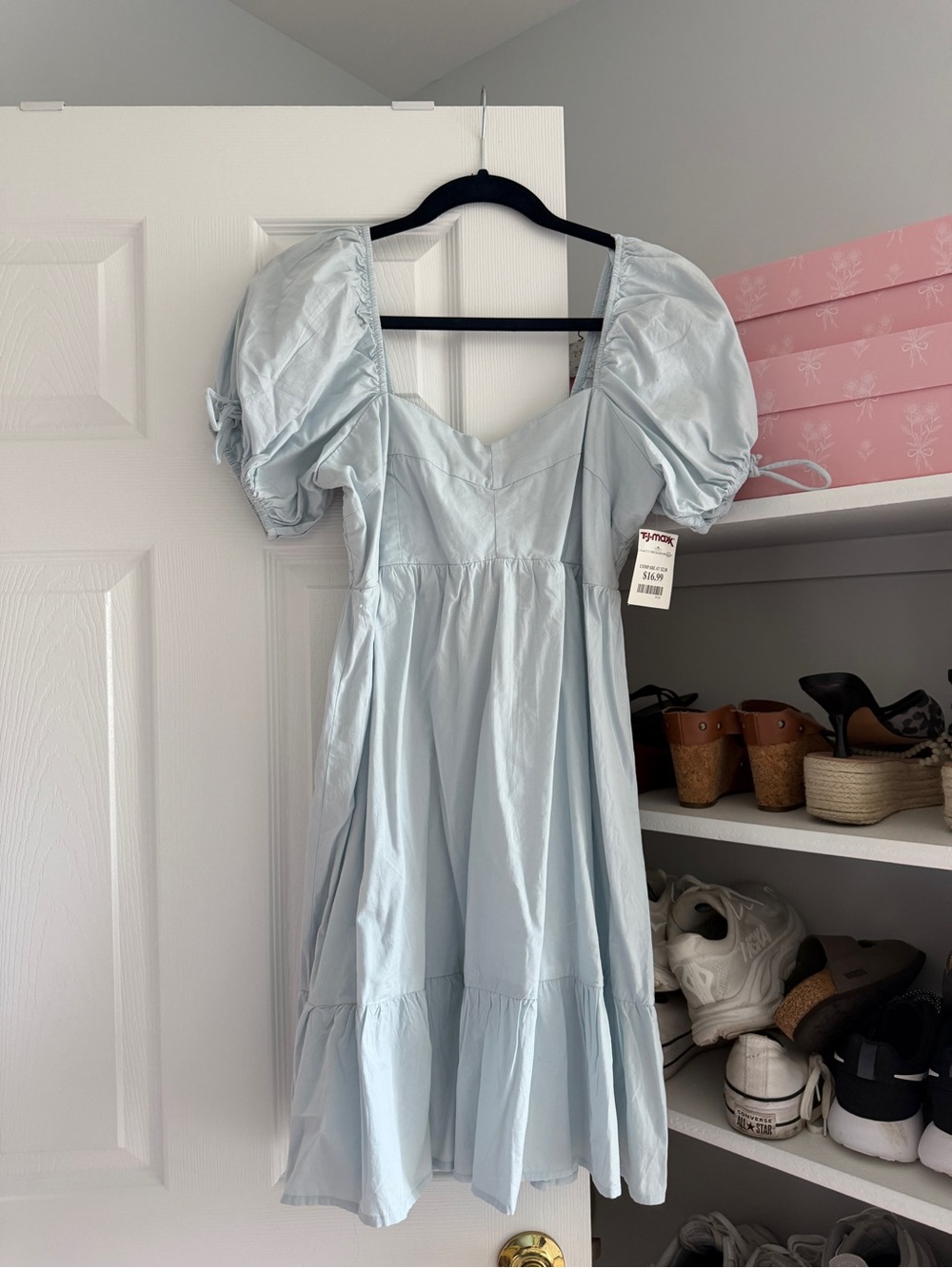 T.J.Maxx Light Blue Puff Sleeve Dress